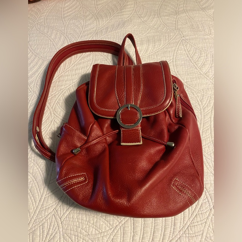 Boulevard Red Leather Backpack
